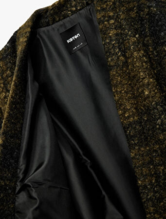 Uzun Kollu Kruvaze Buklet Kemerli Ekose Buklet Kaban