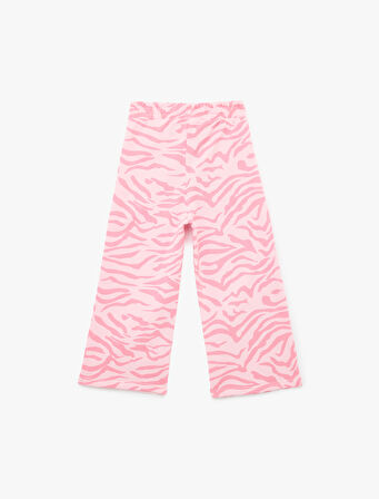 Pamuklu Beli Lastikli Desenli Geniş Paça Pantolon