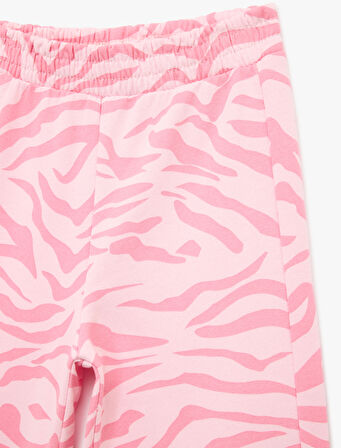 Pamuklu Beli Lastikli Desenli Geniş Paça Pantolon