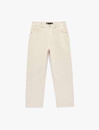 Regular Fit Beş Cepli Pamuklu Bol Baggy Jean Pantolon