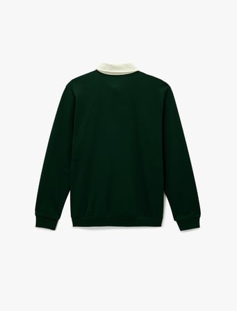 Regular Fit Şardonlu Renk Kontrastlı Düğmeli Polo Yaka Sweatshirt