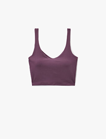V Yaka Kolsuz Kaplı Slim Fit Sporcu Sütyeni