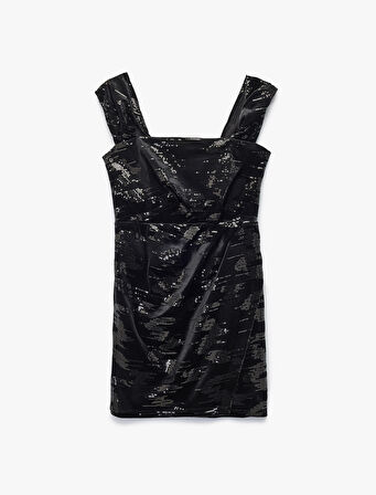 Straplez Payetli Kolsuz Bodycon Mini Abiye Elbise