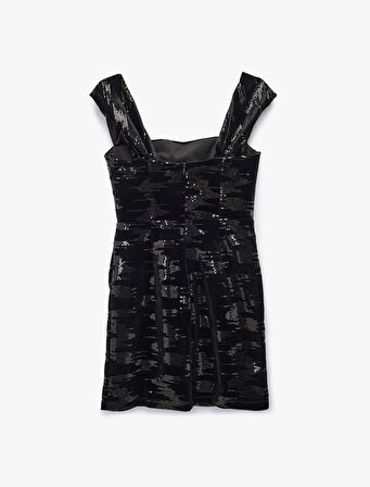 Straplez Payetli Kolsuz Bodycon Mini Abiye Elbise
