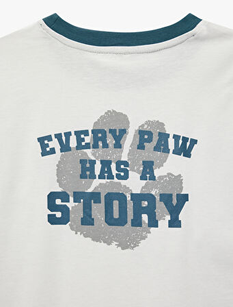 Pamuklu Uzun Kollu Bisiklet Yaka Baskılı Tişört