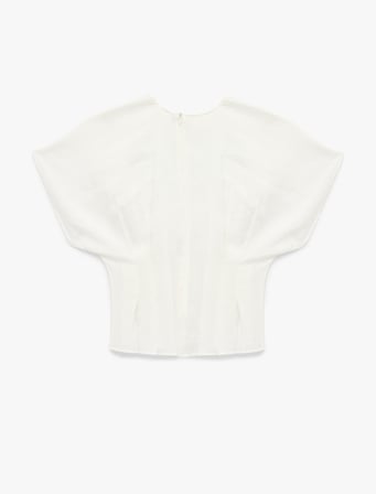 Bisiklet Yaka Regular Fit Modal Pileli Peplum Bluz
