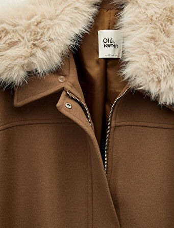 Çıkarılabilir Kürk Yakalı Uzun Kollu Ceket