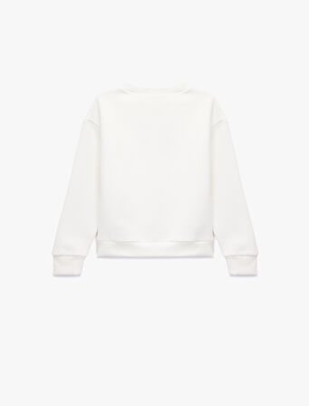 Tavşan Baskılı Uzun Kollu Bisiklet Yaka Sweatshirt