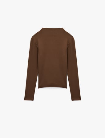Dik Yaka Slim Fit Modal Karışımlı Basic Uzun Kollu Tişört