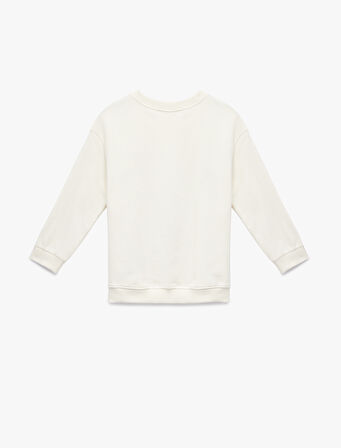 Uzun Kollu Şardonlu Bisiklet Yaka Yılbaşı Temalı Baskılı Pamuklu Sweatshirt