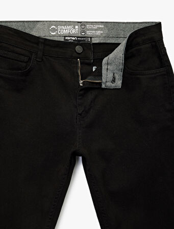 Pamuklu Düz Paça Düğmeli Cepli Chino Pantolon