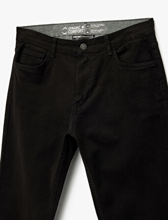 Pamuklu Düz Paça Düğmeli Cepli Chino Pantolon