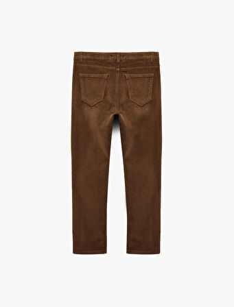 Pamuklu Normal Bel Cepli Fitilli Kadife Pantolon