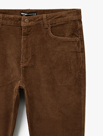 Pamuklu Normal Bel Cepli Fitilli Kadife Pantolon