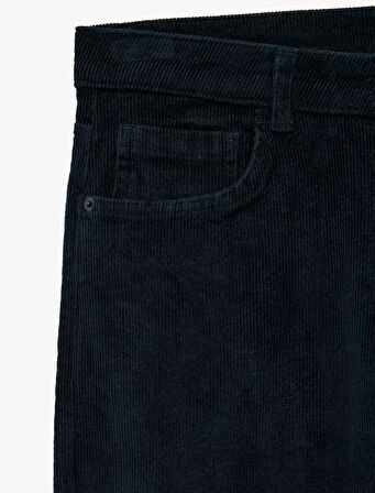 Pamuklu Normal Bel Cepli Fitilli Kadife Pantolon