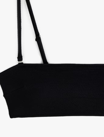 Çıkarılabilir Askılı Dokulu Straplez Bikini Üstü