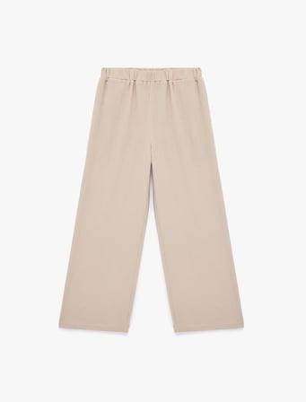 Beli Lastikli Pamuklu Geniş Paça Müslin Pantolon
