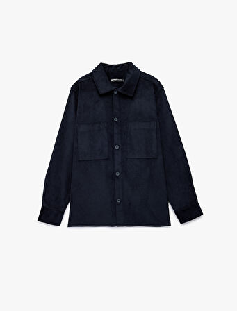 Regular Fit Pamuklu Cepli Klasik Yaka Uzun Kollu Fitilli Kadife Gömlek Ceket