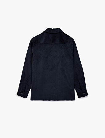 Regular Fit Pamuklu Cepli Klasik Yaka Uzun Kollu Fitilli Kadife Gömlek Ceket