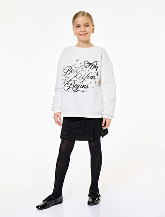 Taş Detaylı Viskon Karışımlı Mini Yılbaşı Şort Etek