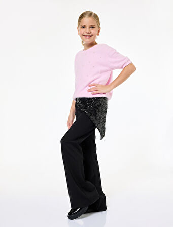 Dantel Paça Detaylı Beli Lastikli Pantolon