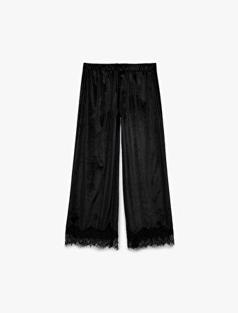 Dantel Paça Detaylı Beli Lastikli Pantolon