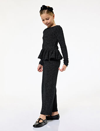 Parlak Detaylı Beli Lastikli Geniş Paça Yılbaşı Pantolon