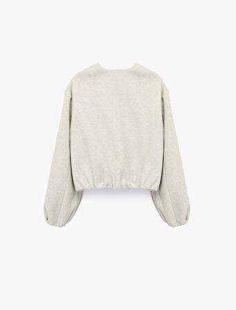 Kaşe Bomber Ceket Crop Bisiklet Yaka Fermuarlı Cepli Uzun Kollu