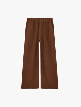Beli Lastikli Bağlamalı Cepli Geniş Paça Pantolon