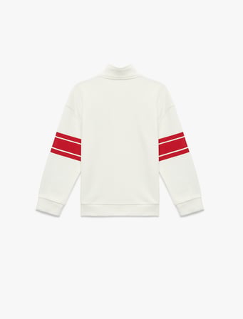 Aplike Detaylı Uzun Kollu Dik Yaka Oversize Sweatshirt