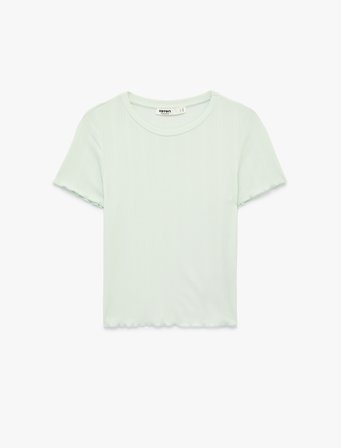 Bisiklet Yaka Kısa Kollu Modal Tişört Pijama Üstü