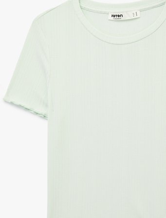 Bisiklet Yaka Kısa Kollu Modal Tişört Pijama Üstü
