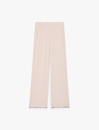 Rahat Kesim Ribanalı Yüksek Bel Pamuklu Pijama Altı