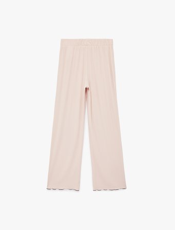 Rahat Kesim Ribanalı Yüksek Bel Pamuklu Pijama Altı