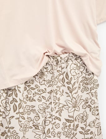Desenli Kısa Kollu Viskon Pijama Takımı