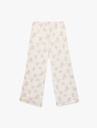 Beli Lastikli Cepli Çiçek Desenli Viskon Pijama Altı 