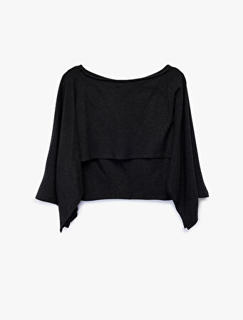 Yuvarlak Yaka Yarasa Kollu Panço Kazak