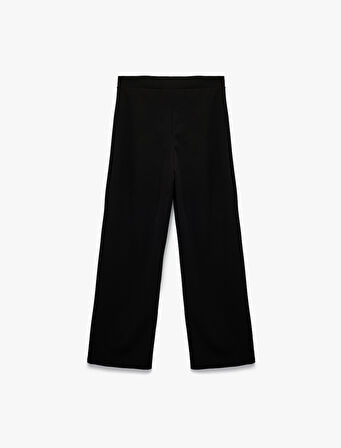 Bağlamalı Saten Fiyonk Detaylı Geniş Paça Kumaş Pantolon