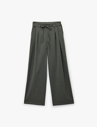 Beli Bağcıklı Cepli Geniş Paça Palazzo Pantolon