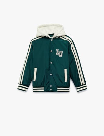 Uzun Kollu Cepli Çıkarılabilir Kapüşonlu Oversize Kolej Ceket