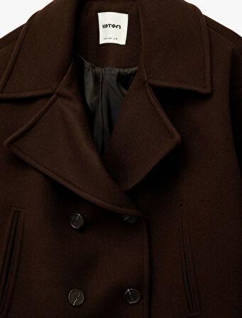 Cepli Kruvaze Uzun Kollu Düğmeli Kısa Kaşe Mont