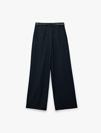 Cepli Kemer Detaylı Geniş Paça Kumaş Baggy Pantolon