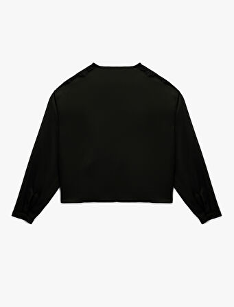 Dantel Detaylı Uzun Kollu V Yaka Bluz