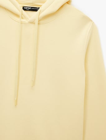 Şardonlu Uzun Kollu Basic Kapşonlu Sweatshirt