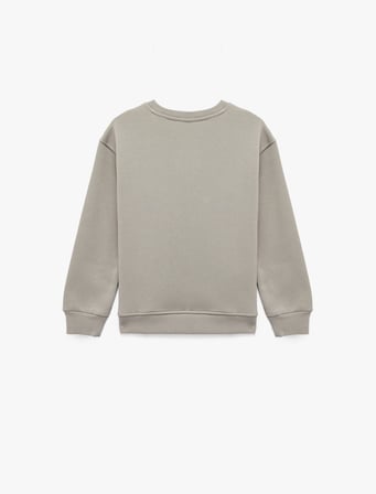 Uzun Kollu Pamuklu Köpek Baskılı Şardonlu Kapşonlu  Sweatshirt