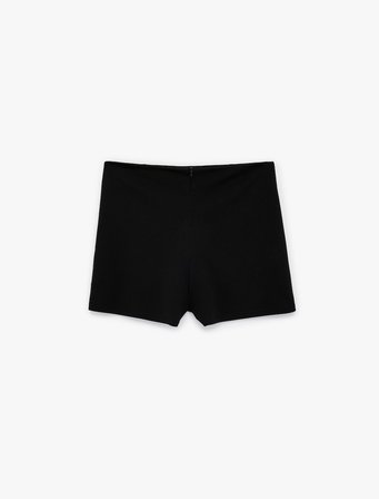 Krep Scuba Kumaş Yırtmaçlı Mini Şort Etek