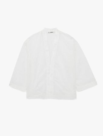 Pamuklu V Yaka 3/4 Kol Nakışlı Kimono
