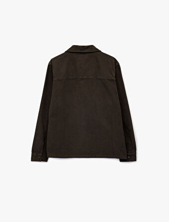 Regular Fit Uzun Kollu Cep Detaylı Fermuarlı Gömlek Ceket