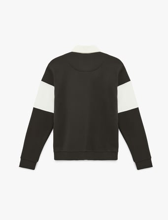 Uzun Kollu İşlemeli Renk Bloklu Polo Yaka Sweatshirt