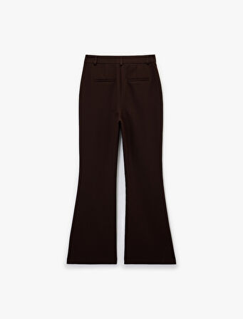 Yüksek Bel Viskon Karışımlı İspanyol Paça Kumaş Pantolon